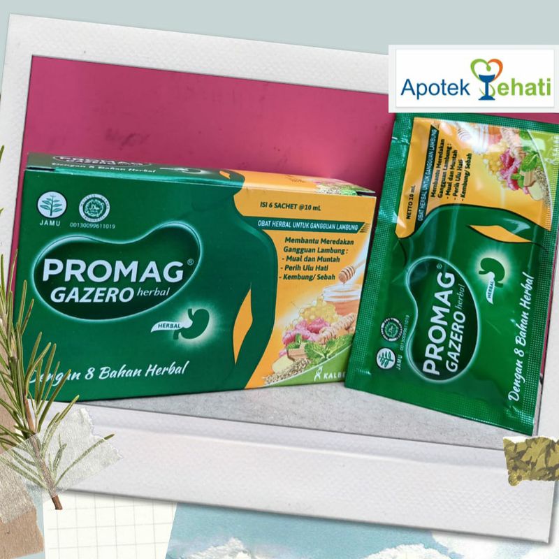 Promag Gazero / Promag Herbal per Box isi 6 Sachet Obat Kembung