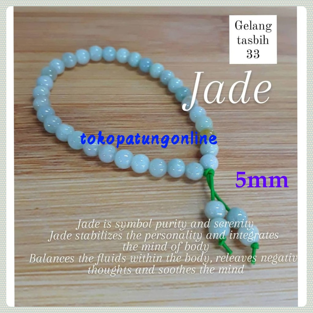 Gelang Batu Tasbih 33 Butir 7 Cakra Natural Jadeite Jade