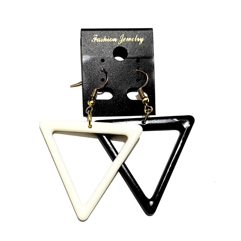 Samantha Triangle Mismatched Earrings Anting Hooks Segitiga Chic Style