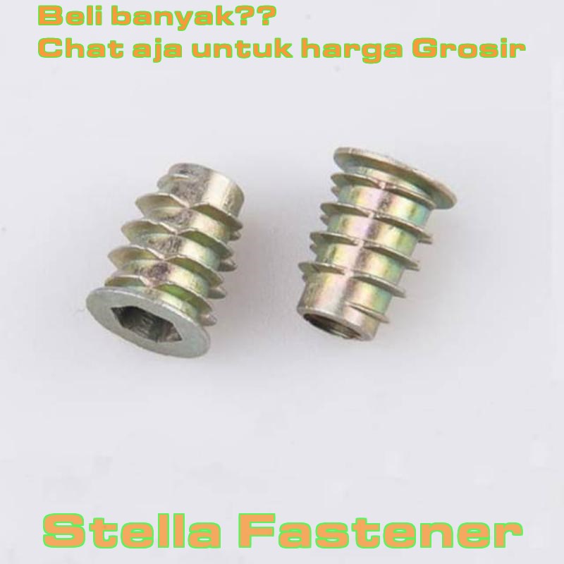 7 pcs M6x13 Mur Tanam OD Mur Kayu Mur Nanas Knockdown u/ Speaker Meja Kayu dll   Grosir Baut