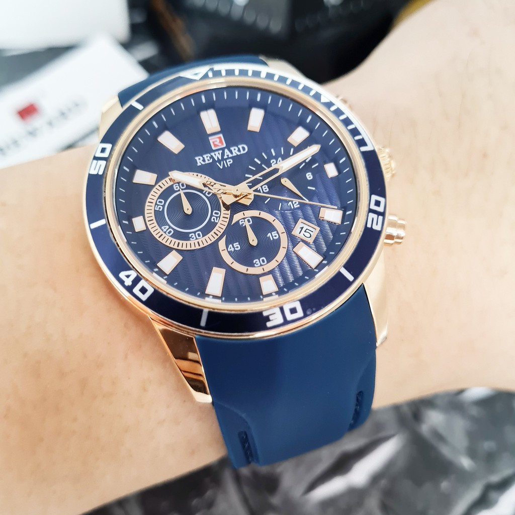 Promo (COD) Jam Tangan Cowok Pria Original Ori Analog Casual Kasual Chrono Rubber Karet REWARD