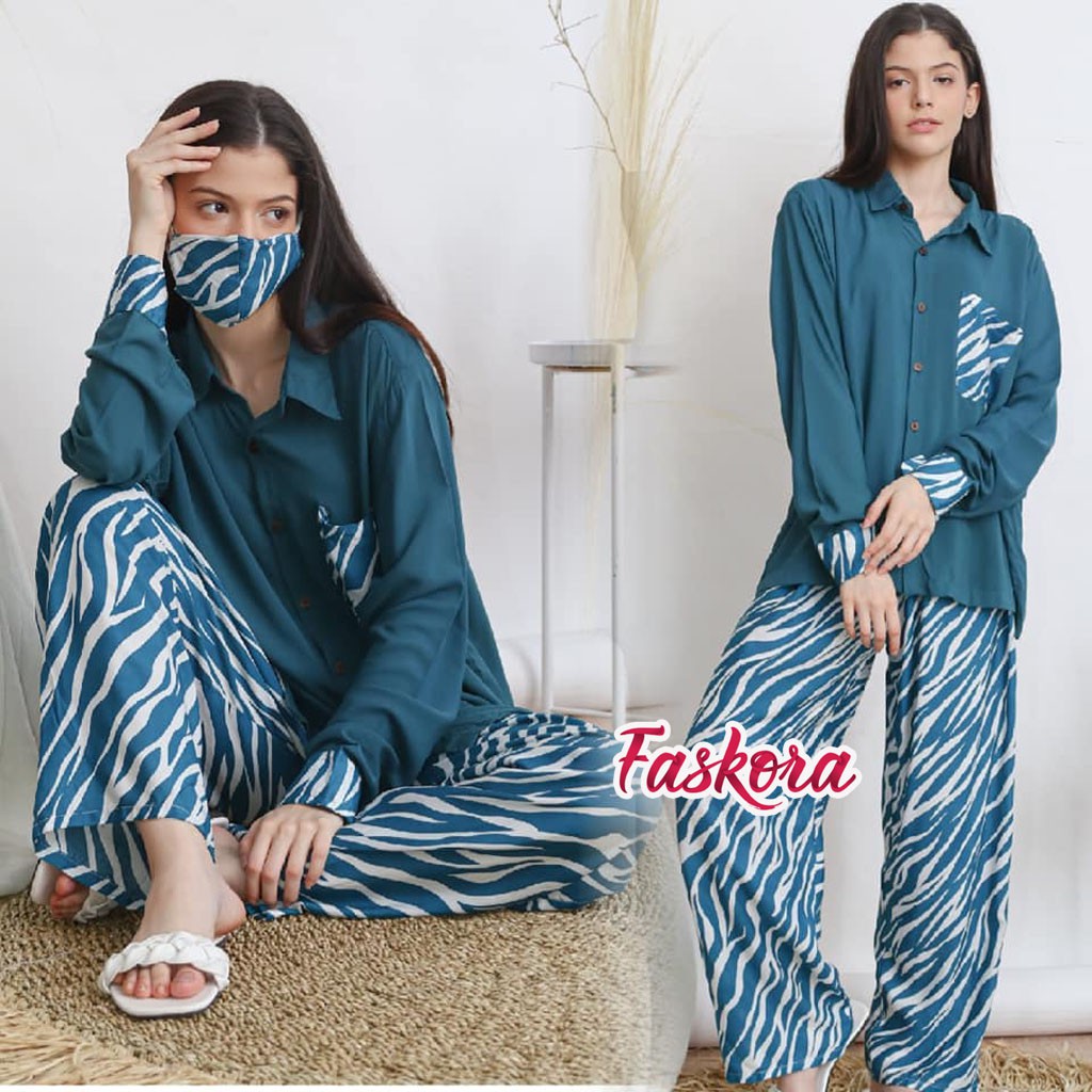 Pajamas Katun Rayon Set Jumbo Lengan Panjang Candy / Setelan Lengan Panjang Wanita Jumbo Tie dye