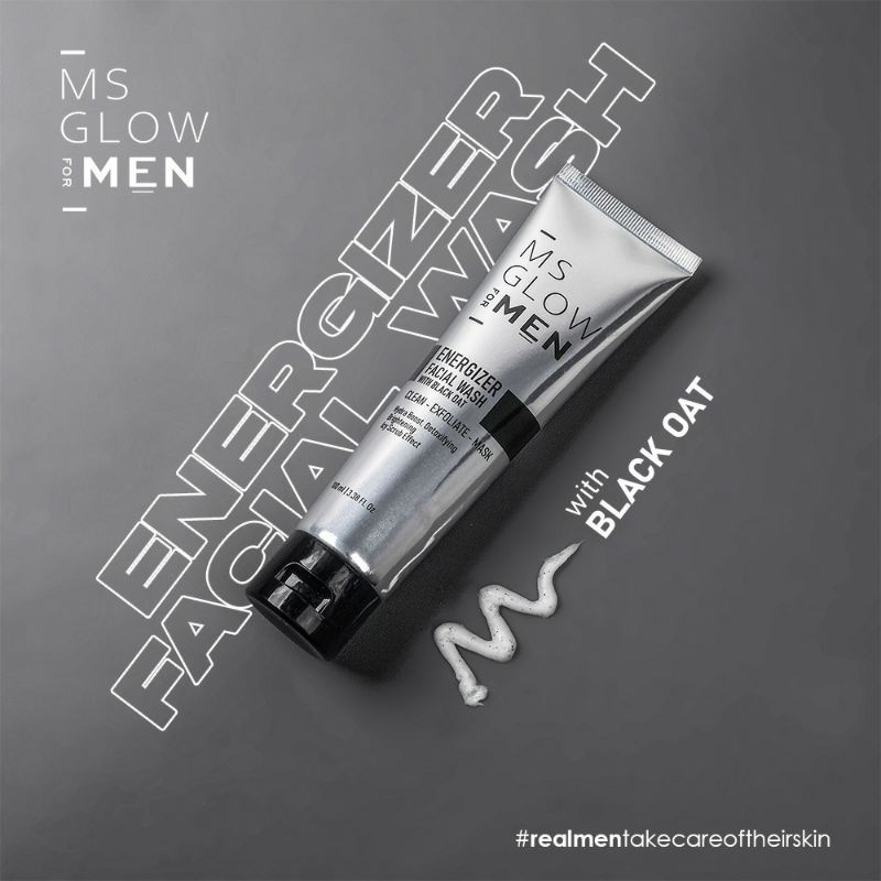 MS GLOW Energizer Facial Wash For Men Sabun Cuci Muka Pembersih Pencerah Wajah Kusam Pria 100ml Original Bpom Kulit Sensitif Berminyak