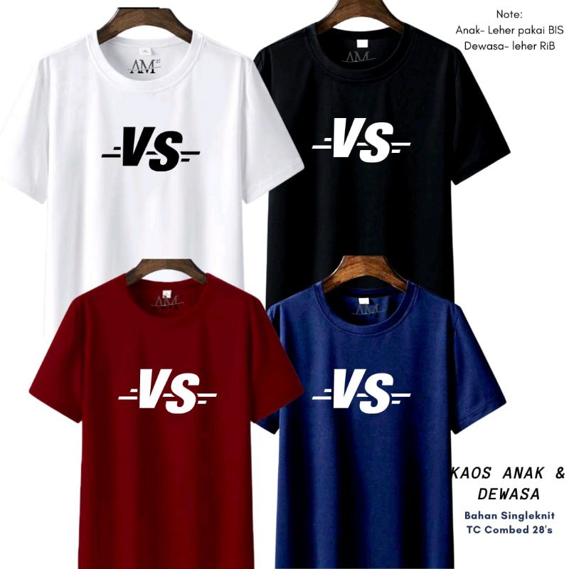 Baju Kaos Anak Cowok 3-12 tahun - Remaja- Dewasa S- 7XL-XXXL Pria Dewasa JUMBO VS 12warna