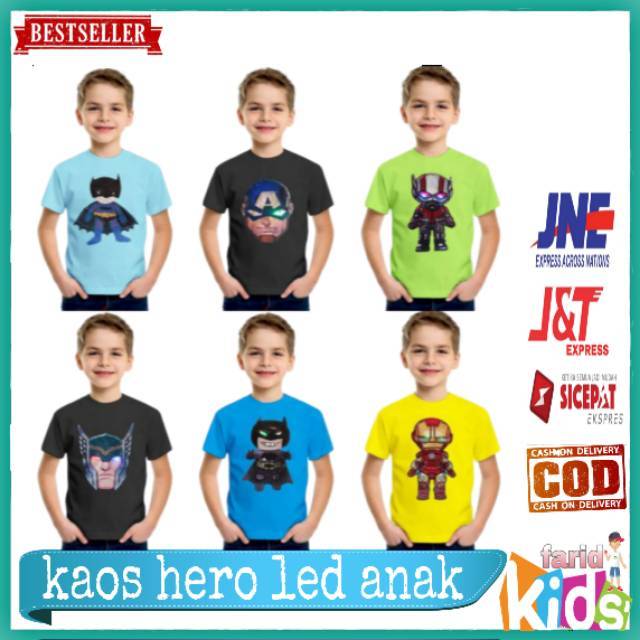 (COD)KAOS LED HERO 2-7 tahun