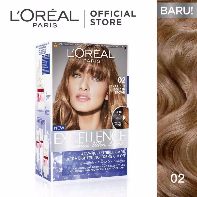 L'Oreal Paris Excellence Fashion Ultra Light Hair Color #02 Golden Brown [Pewarna Rambut Permanen]