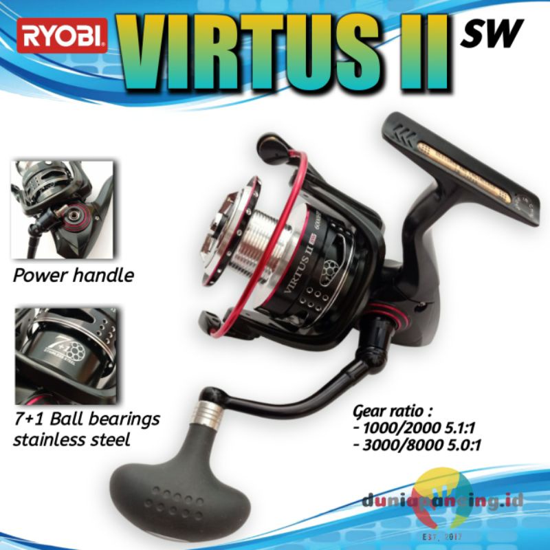 Reel ryobi virtus II 6000 8000 hp sw power handle