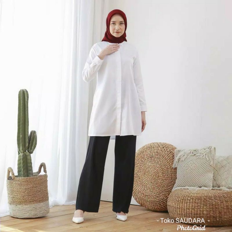 kemeja formal wanita putih body panjang (muslimah)