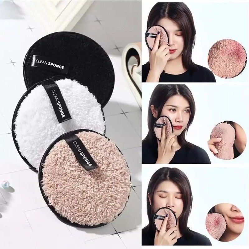 Pembersih Makeup Clean Sponge Puff Double-Sided Face Cleansing Makeup Remover Cotton Pads/makeupremover