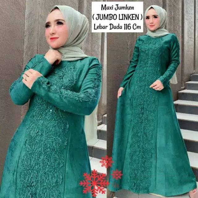 MAXY JUMKEN MUTIARA, MOSCREPE BRUKAT PREMIUM, GAMIS HIJAB MUSLIM, MAXY DRESS, (LINKEN JUMBO)