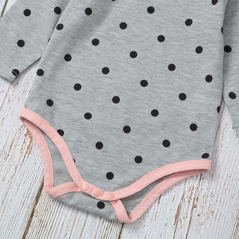 SALES!Romper Jumpsuit Bayi Anak Perempuan Baju Dotted Katun Lengan Panjang Kasual Bodysuit