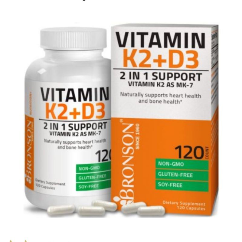 BRONSON Vitamin D3 K2 MK-7 Plus Vitamin D3 - 120 Capsules