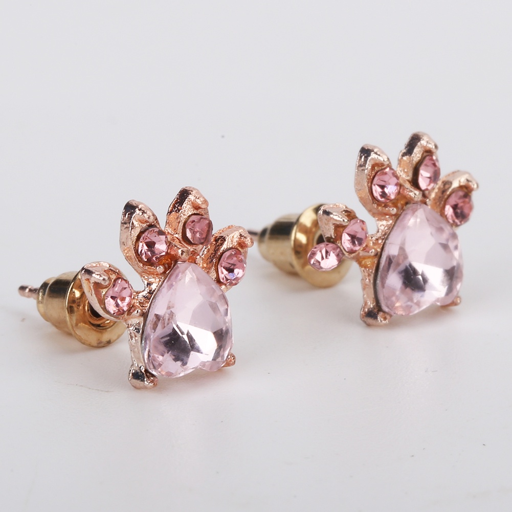 Hu Hu Hu Hu Hu Alat Bantu Pasang Kacamata♡ Anting Stud Cubic Zirconia Bentuk Cakar Kucing Untuk Wanita