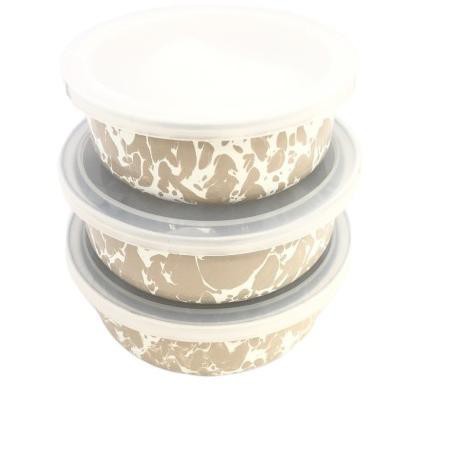 Kedaung Swirl Set Mangkuk / Mixing Bowl Set Loreng Sea Glass 14, 16, 18 Cm  - Coklat Muda