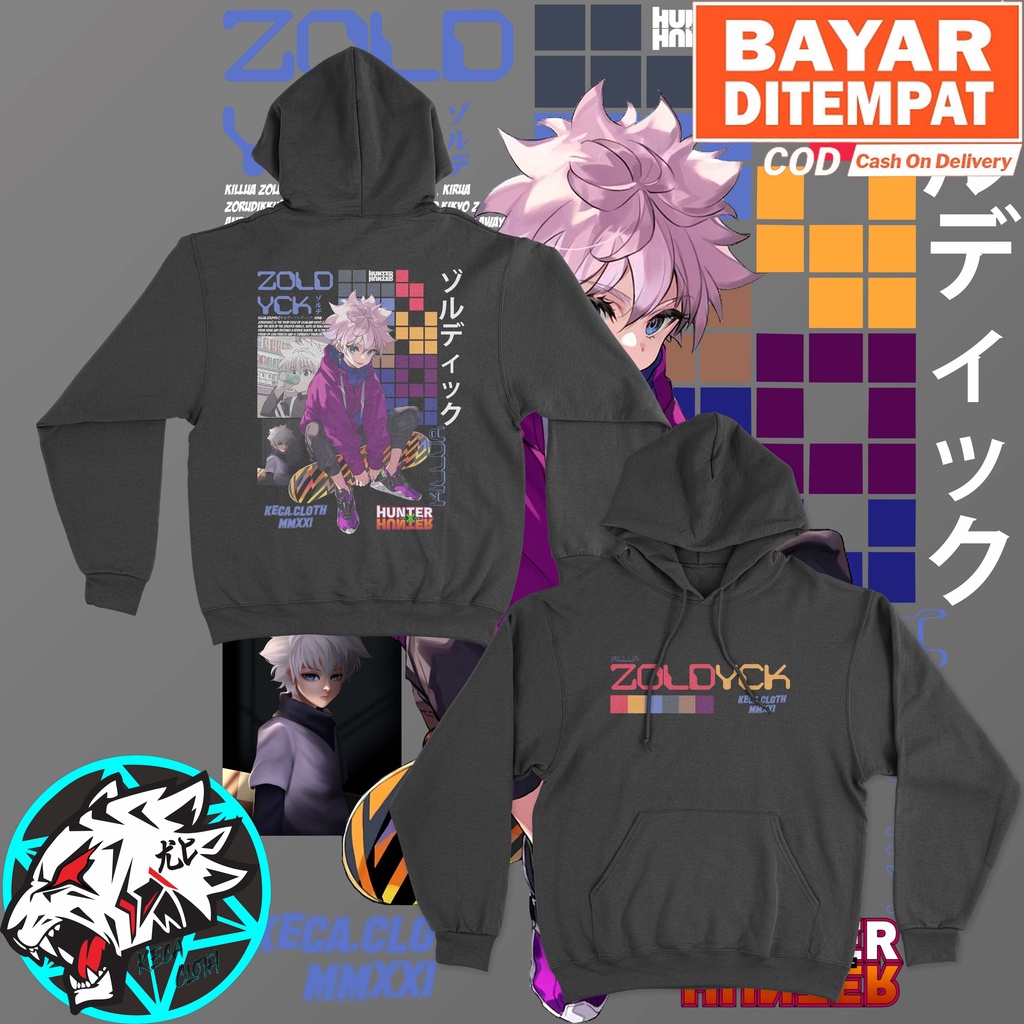 JAKET HOODIE ANIME HUNTER X HUNTER KILLUA ZOLDYCK SKATE BIG SIZE JUMBO HOODIE KILLUA ZOLDYCK