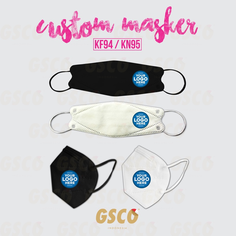 CUSTOM  MASKER DISPOSABLE FACE MASK KF94 ATAU KN95 SABLON LOGO ( NON COD )