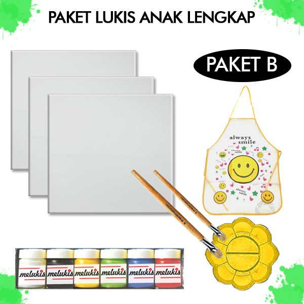 

PAKET MELUKIS KANVAS CAT KUAS DAN PALET - B