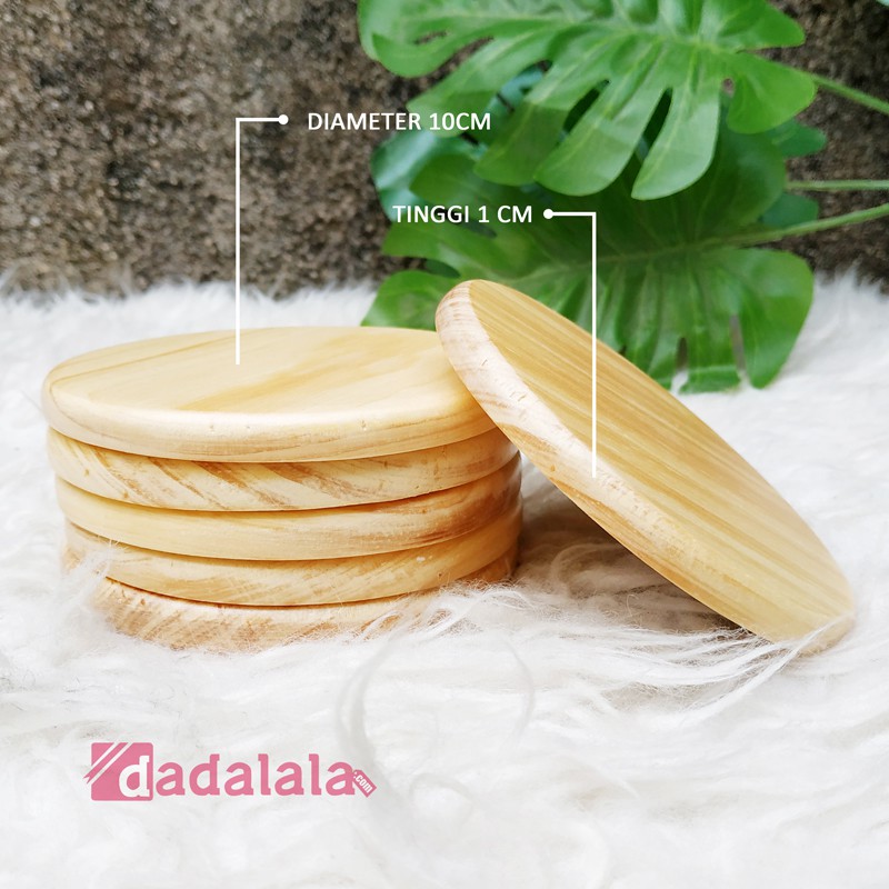 DADALALA Tatakan Gelas Kayu Ukuran 10 Cm Lucu dan Aesthetic - 2 Varian