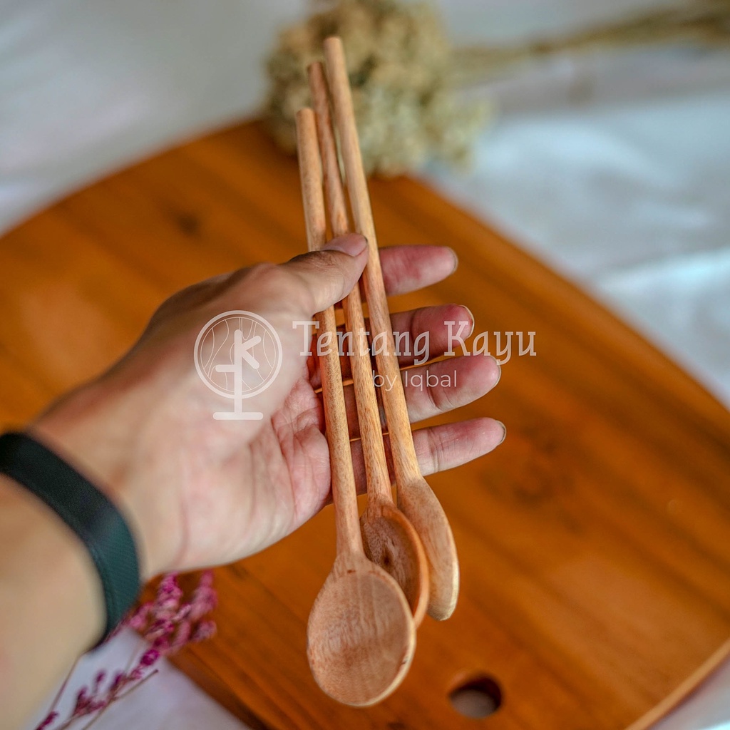 Sendok Kayu Mahoni / Sendok Kayu Panjang / Sendok Kayu Korea Unik
