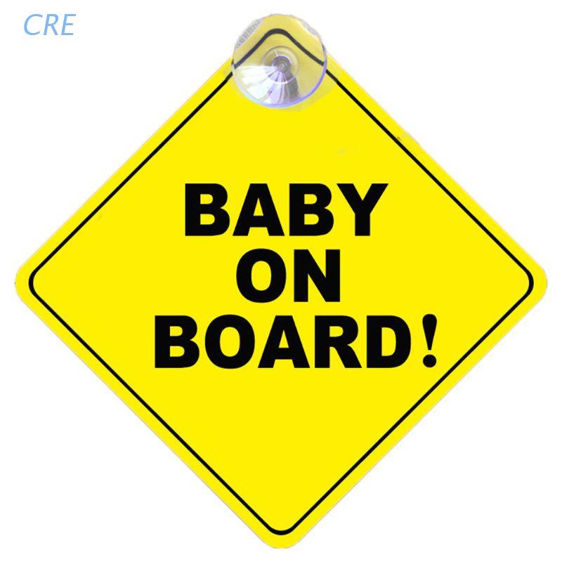 Cre Stiker Reflektif Peringatan BABY ON BOARD Warna Kuning Untuk Stroller / Jendela Mobil