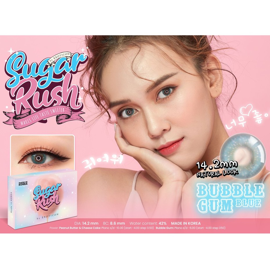 SOFTLENS K-POP NORMAL / KPOP BIG EYES 16MM by X2 EXOTICON-SUGAR RUSH BLUE