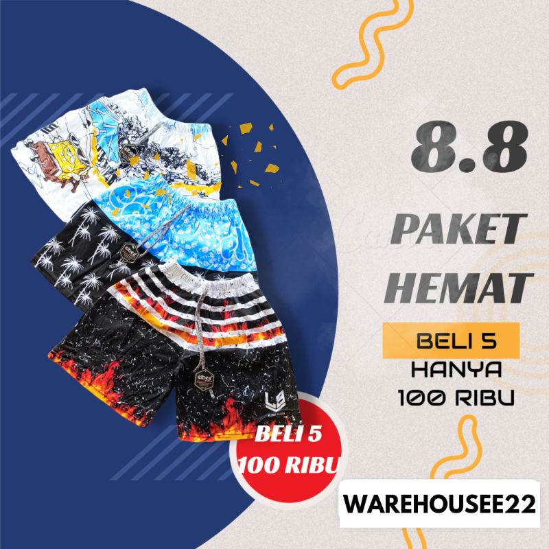 BOXER SURFING PRIA &amp; WANITA MOTIF PANTAI RADER 211W AUTHENTIC+ | BOXER BY ELBEE CLOTH