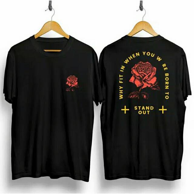 BAJU TSHIRT KAOS DISTRO BUNGA MAWAR HITAM / ATASAN PRIA / T-SHIRT PRIA