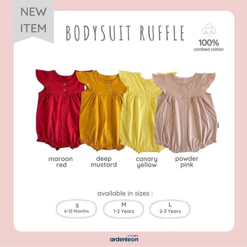 Ardenleon Bodysuit Ruffle Baju Baby Girl Bayi Perempuan Anak Cewek Romper Jumper 1 2 Tahun