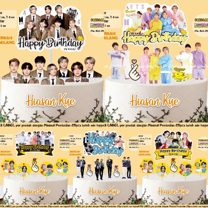 Topper Cake BTS Hiasan Kue Ulang Tahun Topper Kue