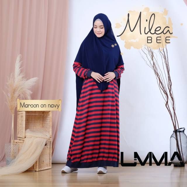 Gamis Milea Bee by UMMA maroon on navy size M