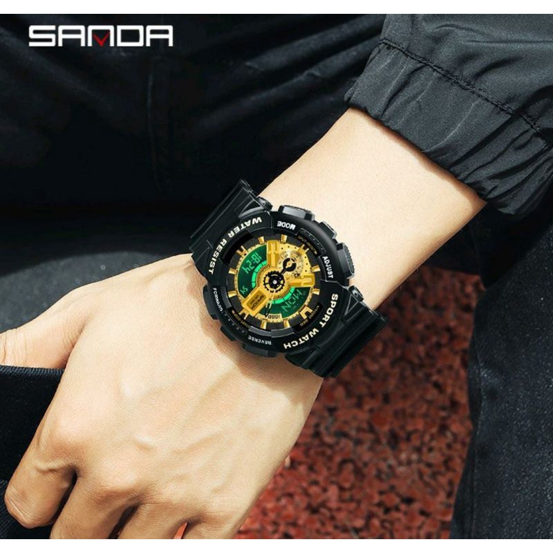 Terviraaaallll SANDA 3110 Jam Tangan Pria Digital Analog Dual Time Tali Rubber Shockproof Anti Air CURRENOS