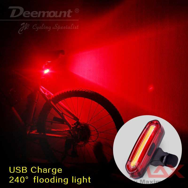 Deemount Lampu Sepeda LED Taillight USB Rechargeable 120 Lumens aksesoris sepeda elektrik MTB BMX