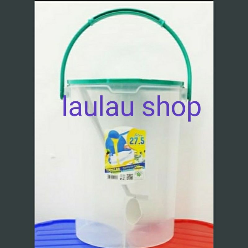 Aquarium Es Buah 27.5 Liter + Gayung Green Leaf 0157 / Toples Kerupuk Plastik / Rice Box Tempat Roti