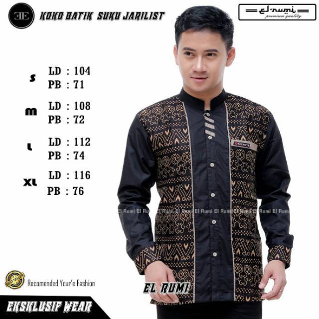 Koko batik jari list dayak  Baju Koko El Rumi BABUL Musthofa Gus Azmi Pakaian Pria Koko Terbaru 2021