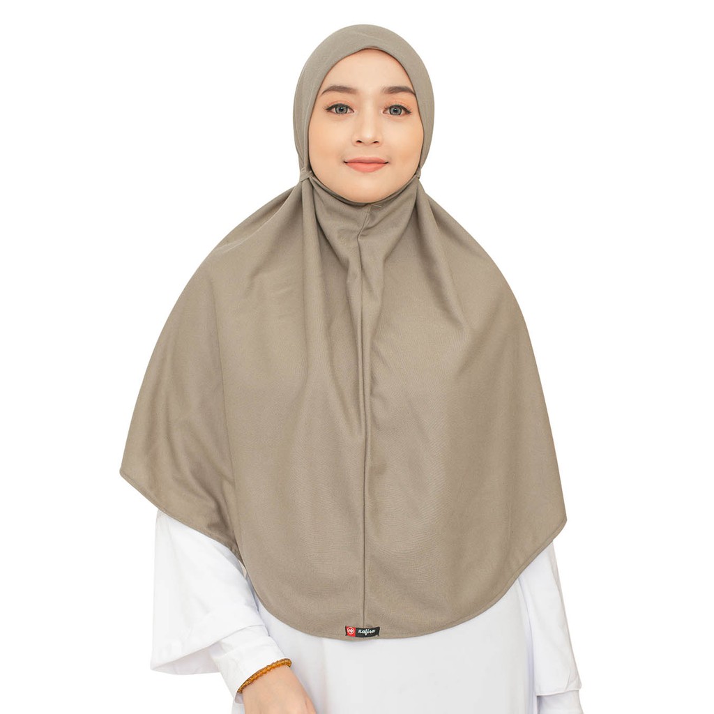 Jilbab Tali AT HOME JUMBO | Hijab Instan Kaos Non PAD Kerudung Instan Tali Tanpa Bergo-Coklat Police
