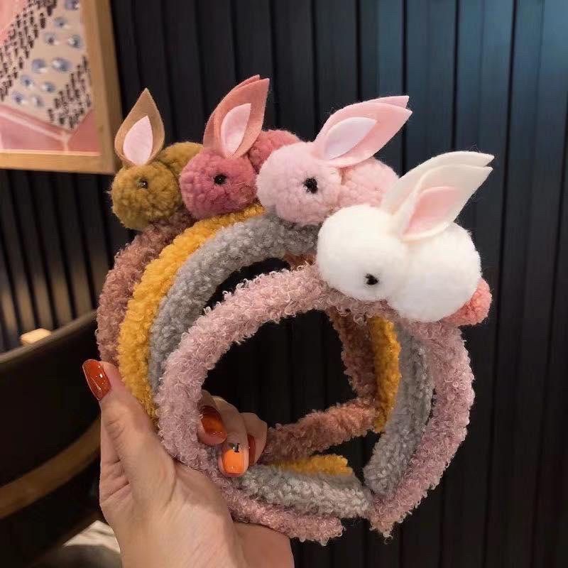 bando / Bandana Kelinci Lucu Bulu Pom-Pom ala Korea