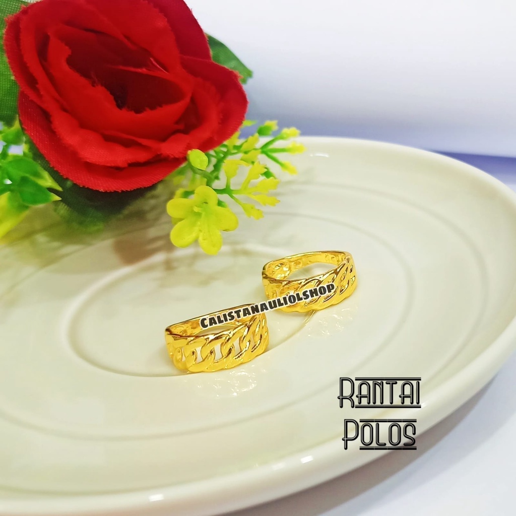 CINCIN RANTAI SETENGAH 08AL DESAIN UNIK LAPIS EMAS 24K ANTI KARAT