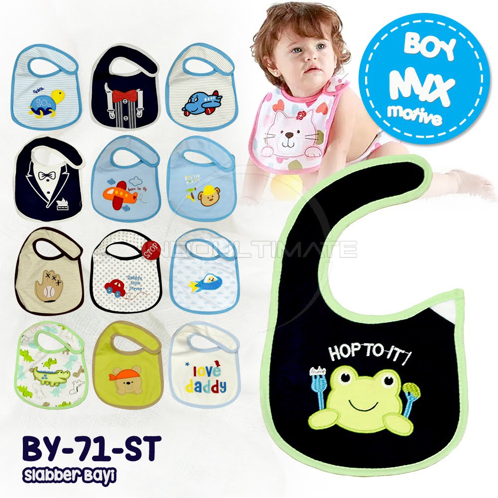 Slaber Kain Bayi BABY LEON BY-71-ST Slabber Bayi Baby Bib Sleber Slaber Makan Bayi Celemek Makan