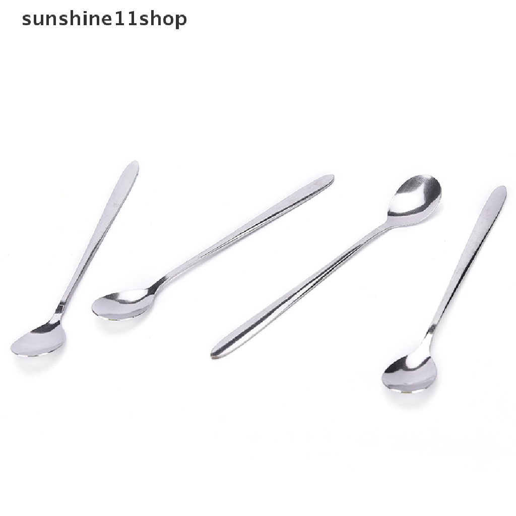 Sho Sendok Teh / Kopi / Es Krim Gagang Panjang 16cm Bahan Stainless Steel