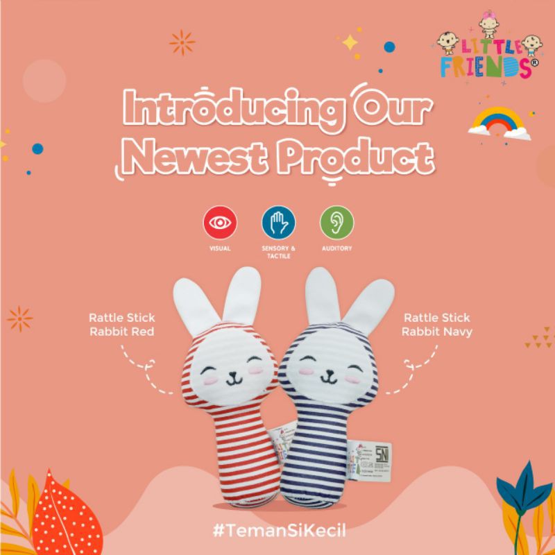 Little Friends Rattle Stick Karakter Mainan Bayi Bunyi Kerincingan Bayi