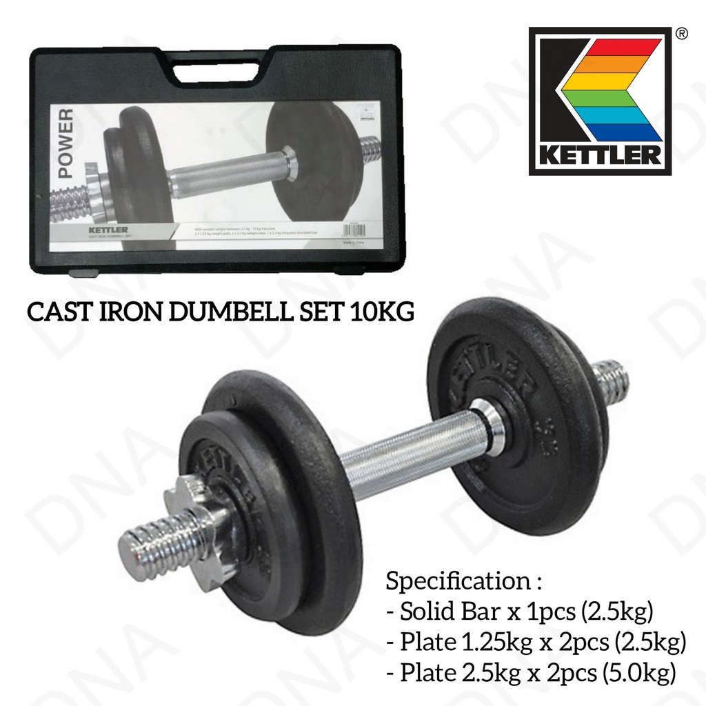Kettler Dumbell Set 10kg Cast Iron / Barbel Besi 10kg Kettler ORIGINAL