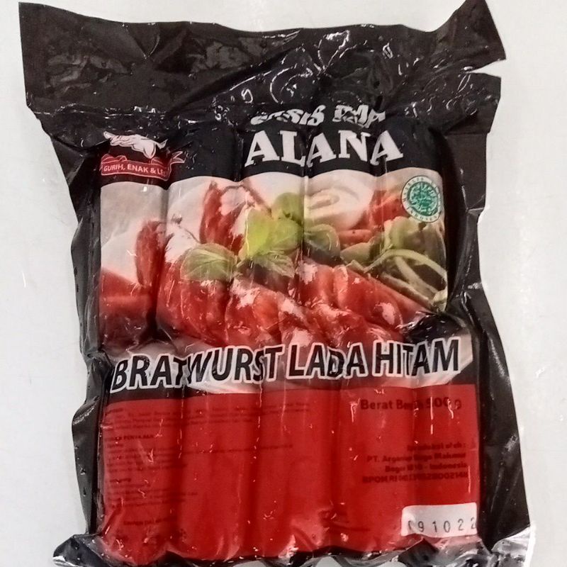 

ALANA Sosis Sapi Bratwurst Mini Lada Hitam 10s 500gr