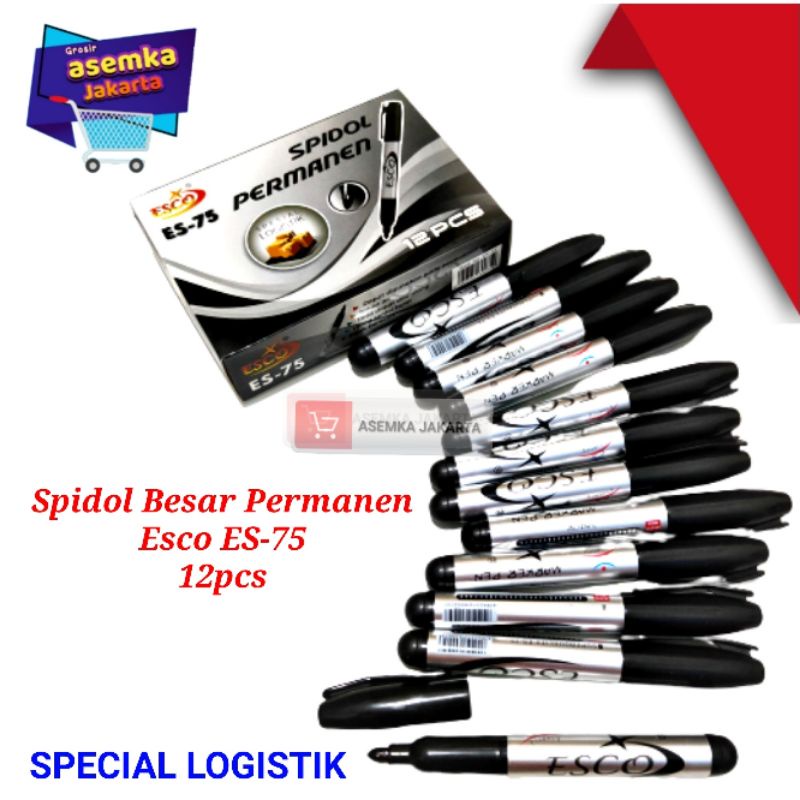 Spidol Besar Permanent Esco Grosir 12pcs