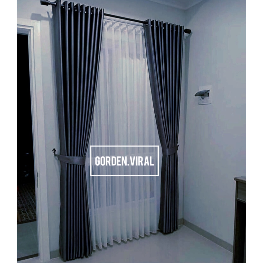Gorden Blackout Polos Glossy 150 x 250 - 300 cm Hordeng Jendela Pintu Tirai Minimalis