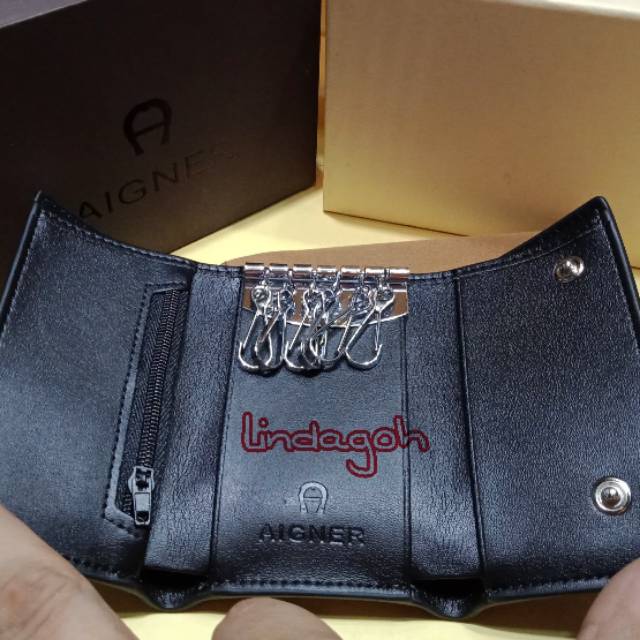 Dompet aigner gantungan kunci kulit kualitas super premium pria wanita