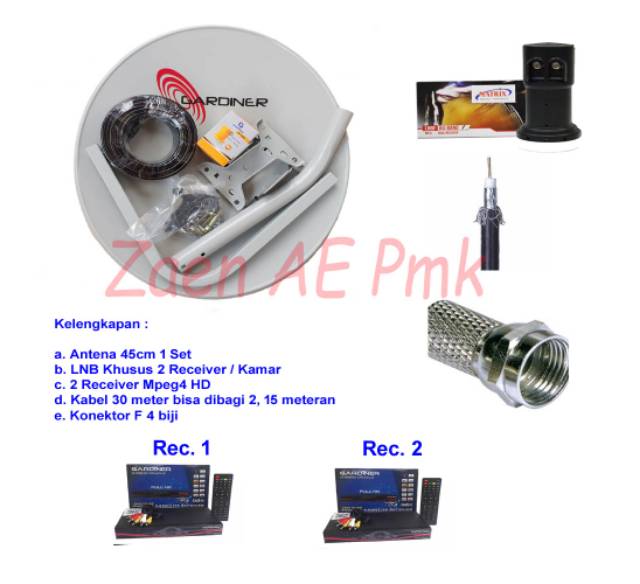 Antena Parabola Mini Ninmedia Dual Receiver 2 TV/Kamar