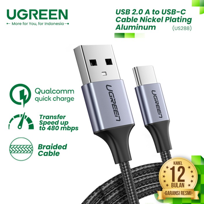 UGREEN Kabel USB-C to USB-A Nylon Braided - US288