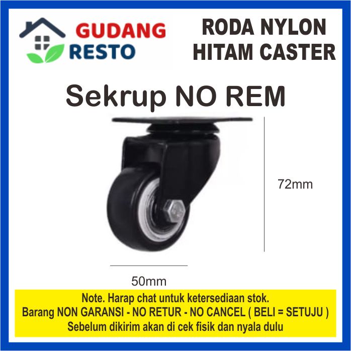 RODA CASTER HITAM HIDUP / MATI REM / NO REM / CASTOR / CASTER / KASTOR / KASTER / TROLLEY KARET 2&quot; TROLI GELEDEKAN KERETA DORONG