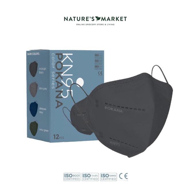 Best Seller Pokana Kn95 Medical Mask Adult 6Ply Isi 12Pcs - Midnight Black
