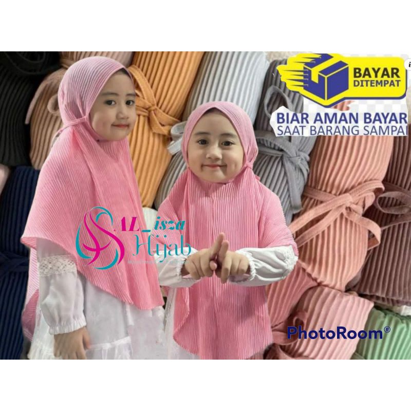 Bergo Plisket Anak 2-10th Bergo Maryam Plisket Anak Kerudung-Instan Anak Plisket